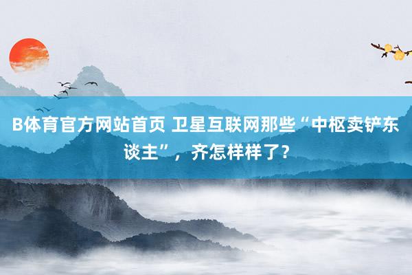 B体育官方网站首页 卫星互联网那些“中枢卖铲东谈主”，齐怎样样了？