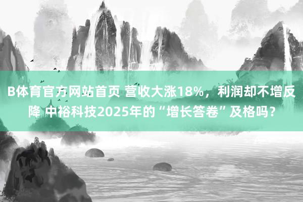 B体育官方网站首页 营收大涨18%，利润却不增反降 中裕科技2025年的“增长答卷”及格吗？