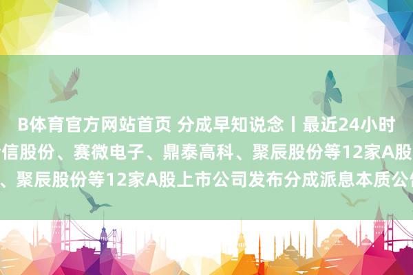 B体育官方网站首页 分成早知说念丨最近24小时，双汇发展、新宙邦、全信股份、赛微电子、鼎泰高科、聚辰股份等12家A股上市公司发布分成派息本质公告！