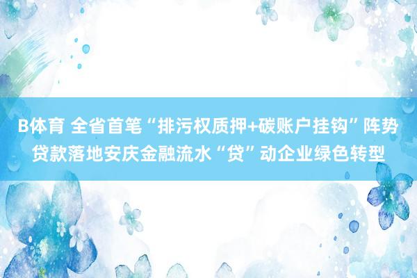 B体育 全省首笔“排污权质押+碳账户挂钩”阵势贷款落地安庆金融流水“贷”动企业绿色转型