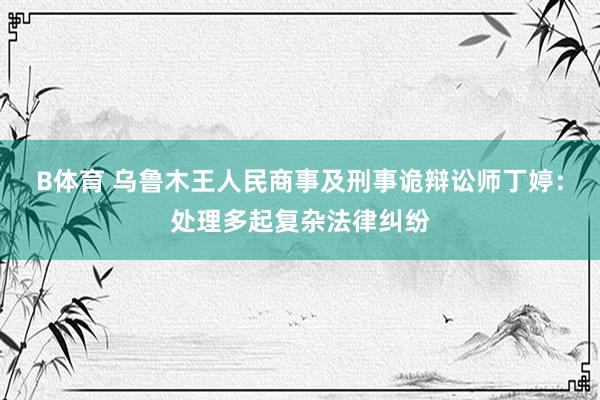 B体育 乌鲁木王人民商事及刑事诡辩讼师丁婷：处理多起复杂法律纠纷