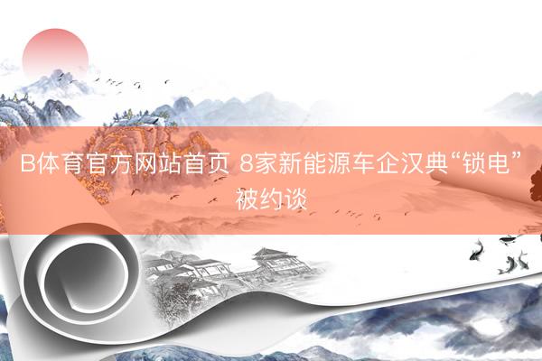 B体育官方网站首页 8家新能源车企汉典“锁电”被约谈